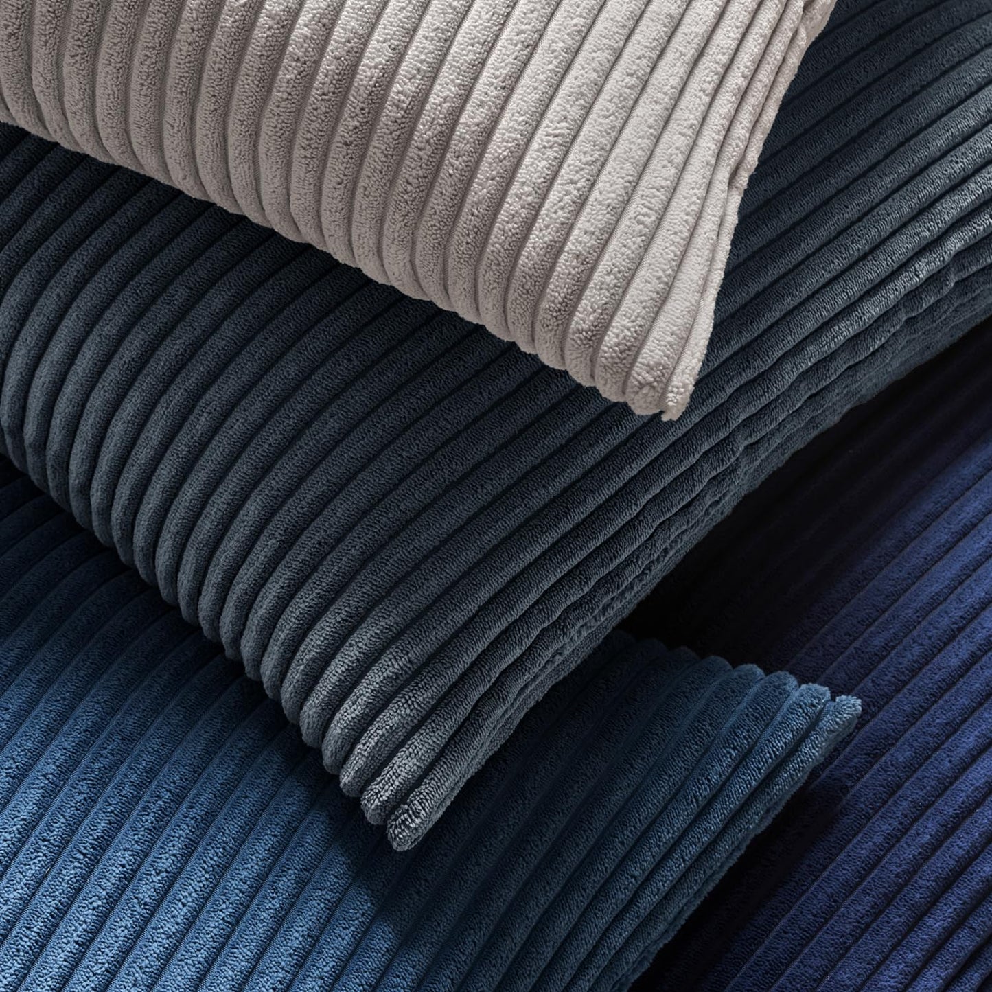 MIULEE Decorative Corduroy Pillow Covers Soft Solid Pack of 2 Cushion Cases Boho Square Throw Pillow Covers Navy Blue Coastal Pillowcases for Couch Chair Sofa Bed Living Room Home Decor 18 x 18 Inch