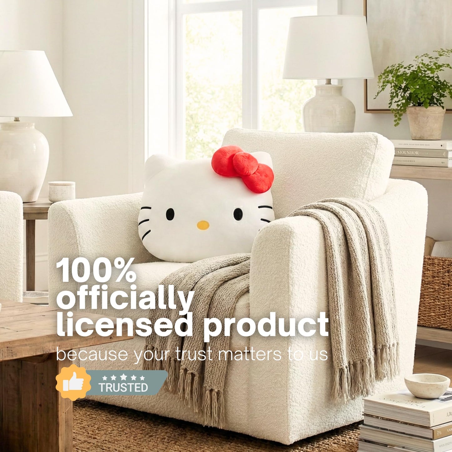 Hello Kitty Bedding Plush Cushion Pillow – Soft Plush Throw Pillow for Bedroom Decor & Gifts, 16 inch (100% Officially Licensed Product) by Franco Collectibles