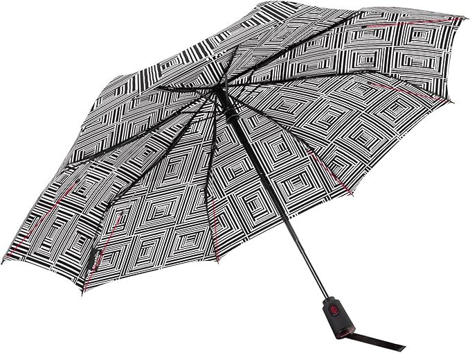 ShedRain Compact Folding Travel Umbrella – Push-Button Open & Close, Vented Double Canopy, Protects from Rain, Sun, & Wind