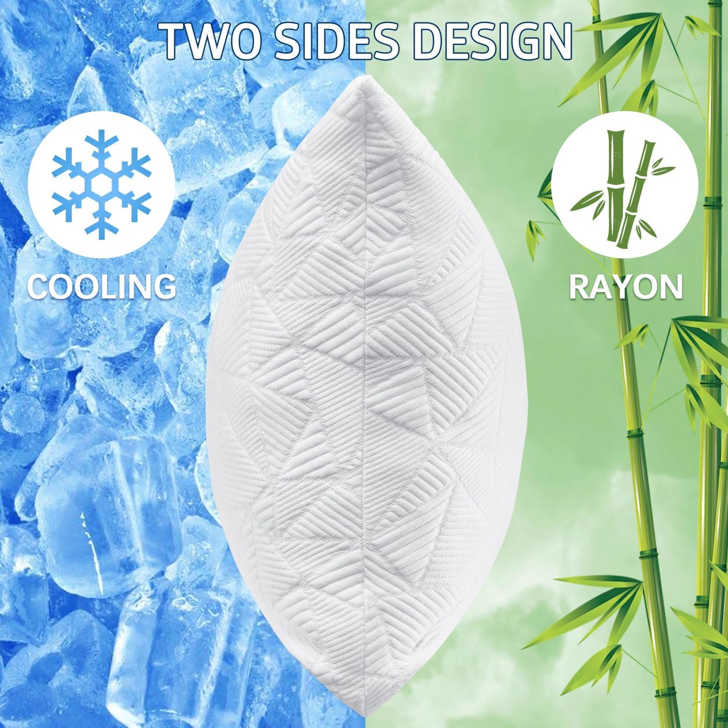 BETU Cooling Pillow Queen Size, Shredded Memory Foam Pillow for Hot Sleepers, Adjustable Firm Soft Support Pillows, Cool Bed Pillows for Side Back Stomach Sleeping Sleepers, gifts for boyfriend, White