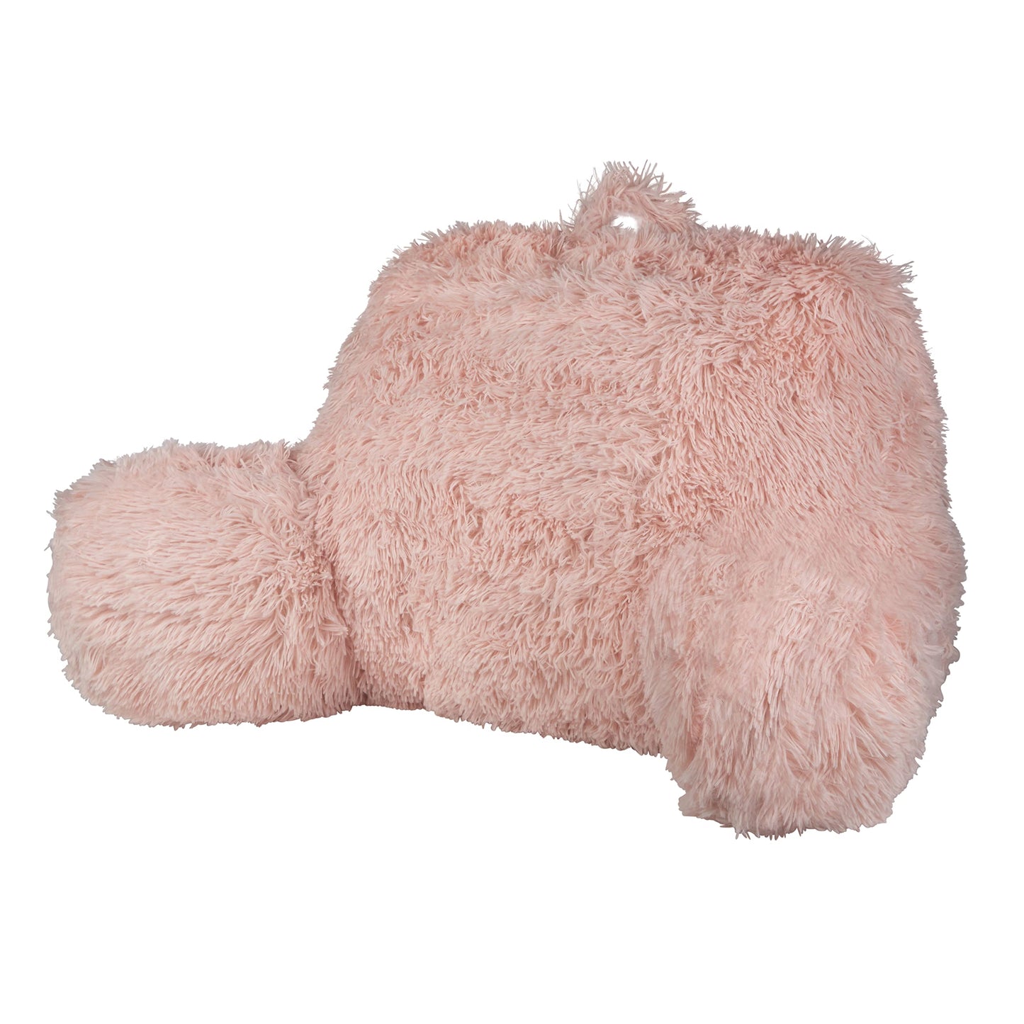 Klear Vu Shaggy Bed Rest Back Support Pillow for Adults, and Kids, Serves as Lumbar and Arm Support While on Bed, Chair, Couch, Sofa and Floor - Large Reading Pillow, 30" x 21", Tea Rose