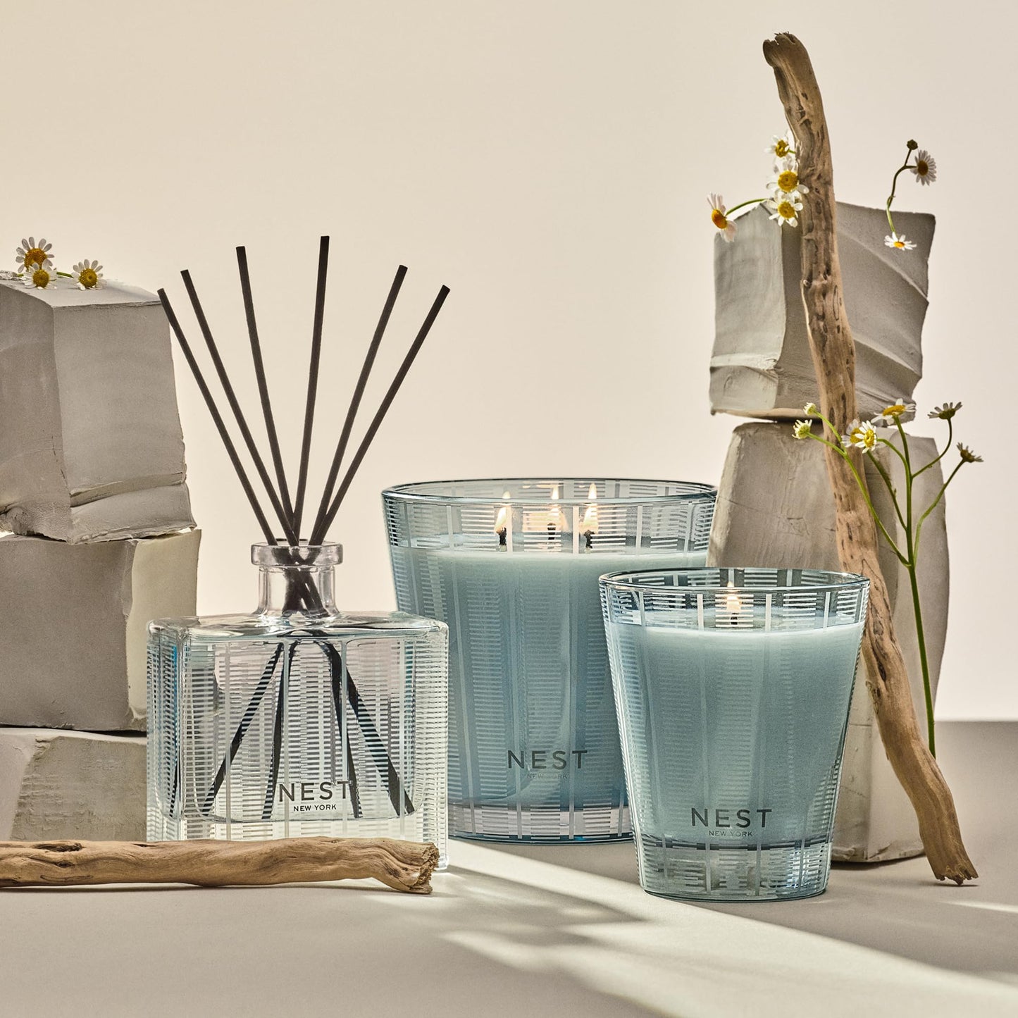 NEST New York Scented Classic Candle, Driftwood & Chamomile - 8.1 oz - Up to 60-Hour Burn Time - Reusable Glass Vessel