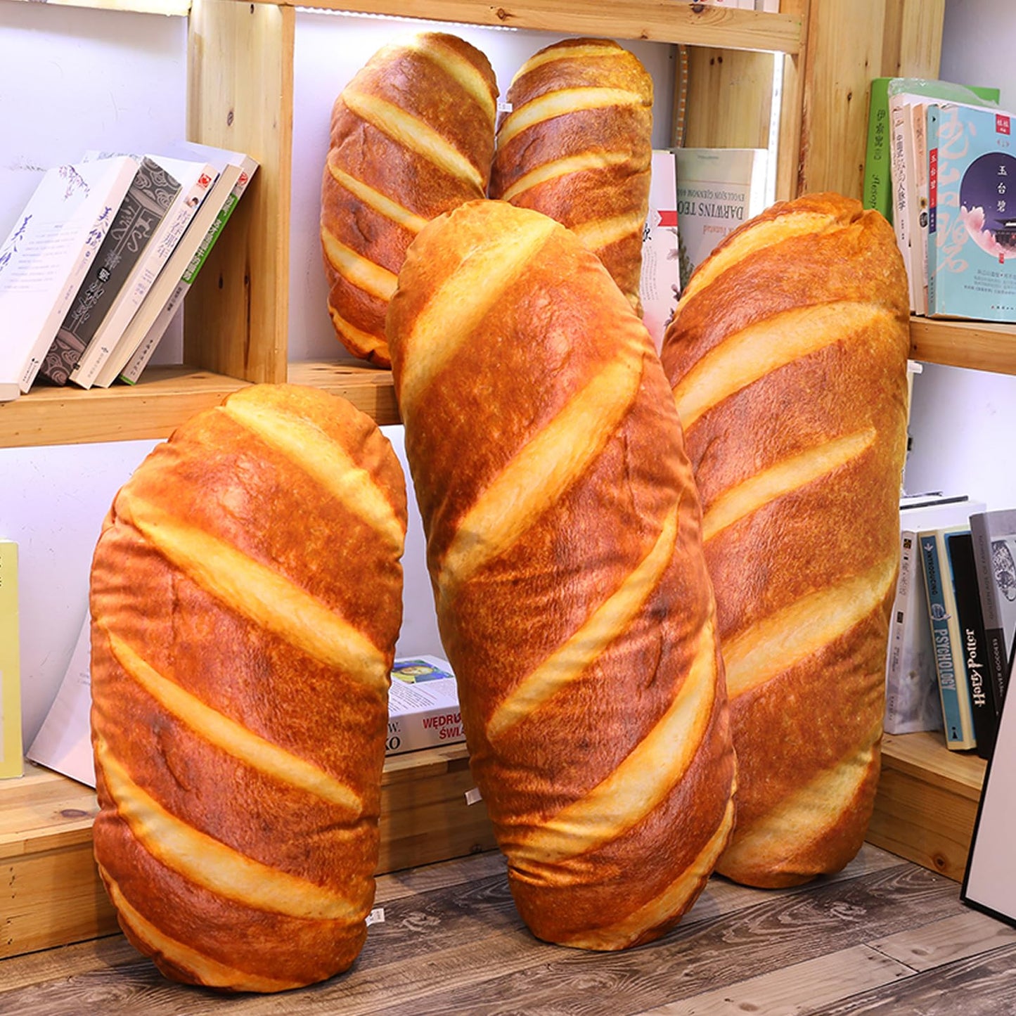 Levenkeness 3D Simulation Bread Shape Plush Pillow,Soft Butter Toast Bread Food Cushion Stuffed Toy for Home Decor 31.4"