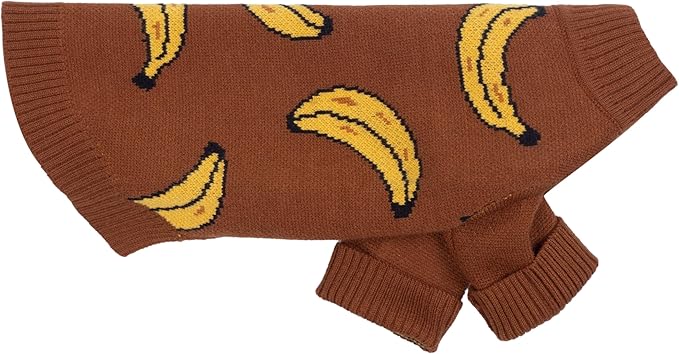 Fitwarm Banana Dog Sweater, Thermal Dog Winter Clothes for Small Dogs Boy Girl, Pet Outfit, Brown, Yellow, XS