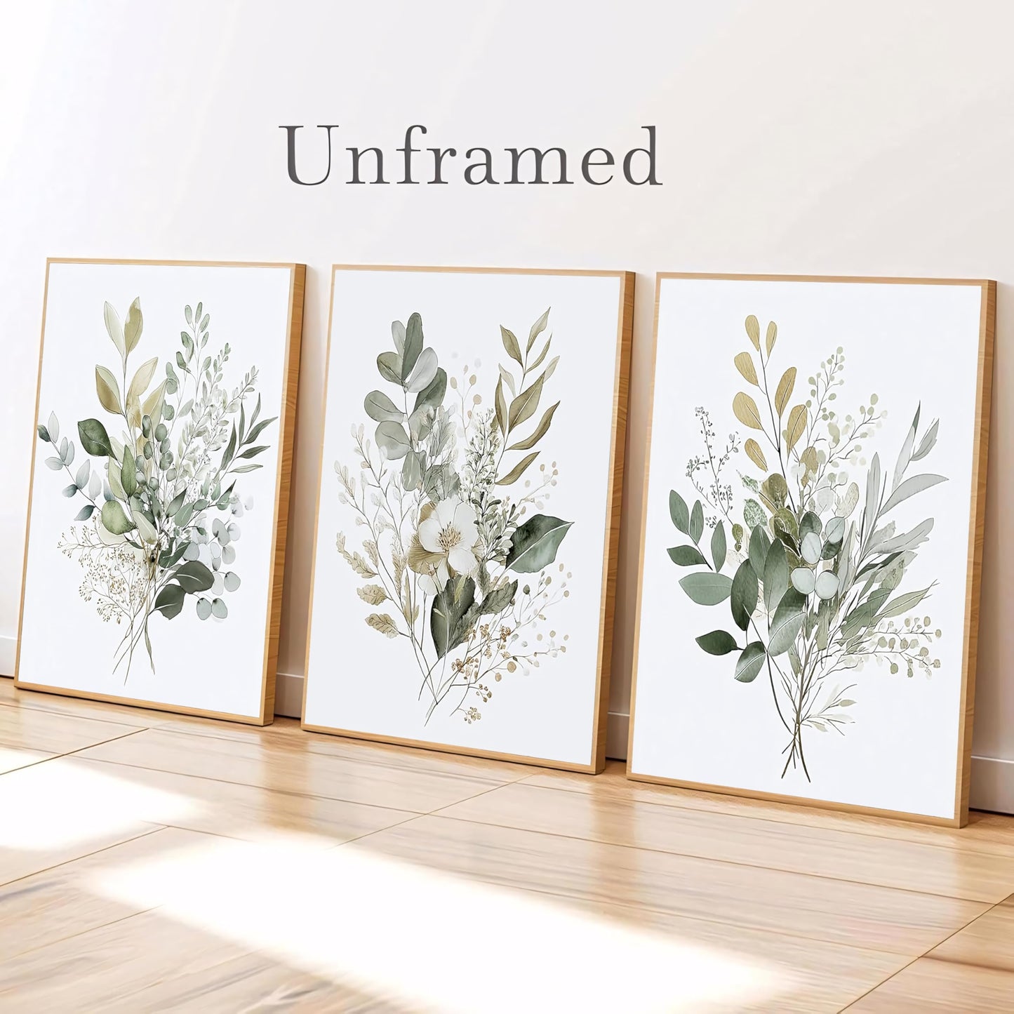 tgguytiy Sage Green Botanical Wall Art Set of 3, Eucalyptus Leaf Boho Plant Posters for Bedroom Living Room Bathroom Decor, 12x16 Inch Unframed Prints