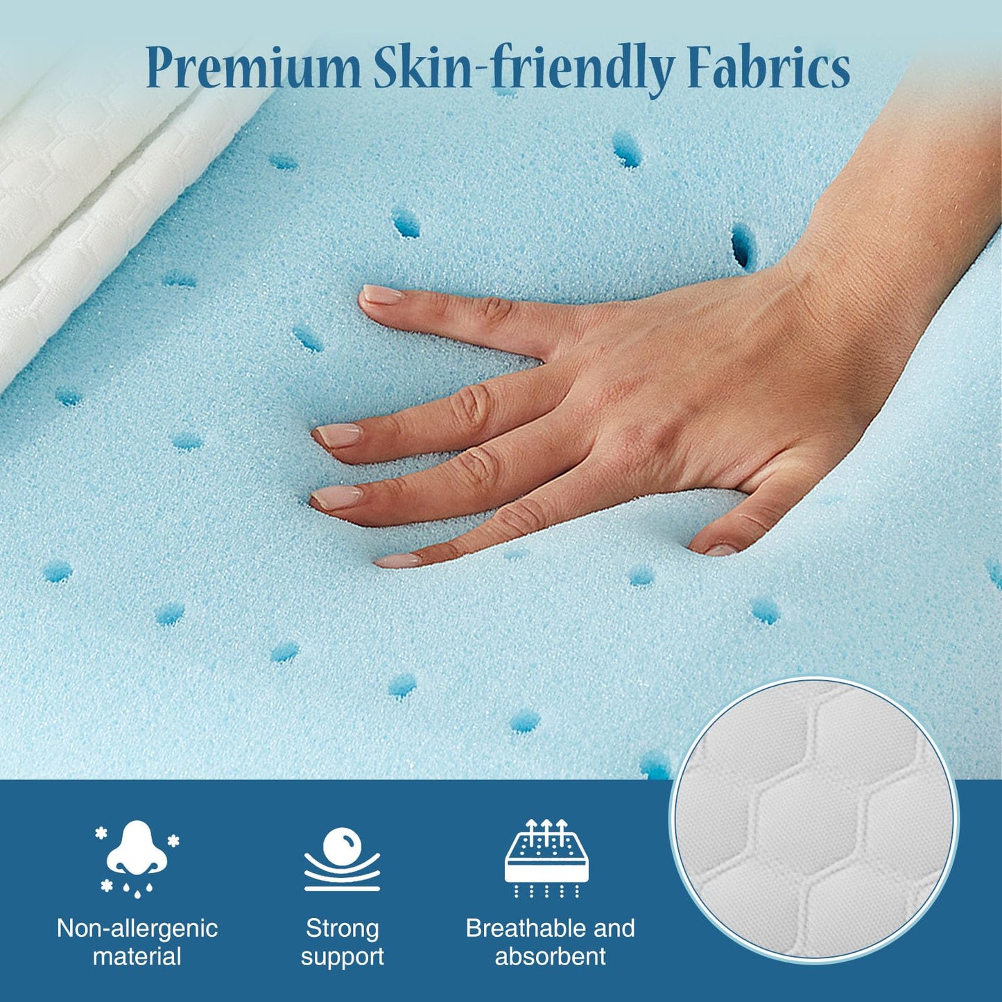 OLIXIS Memory Foam Pillows for Sleeping,2 Pack Queen Size Bed Pillows for Adults,with Removable Washable Cover,Breathable Mesh, Gel Cooling Technology, Firm Support for Back and Side Sleepers,White