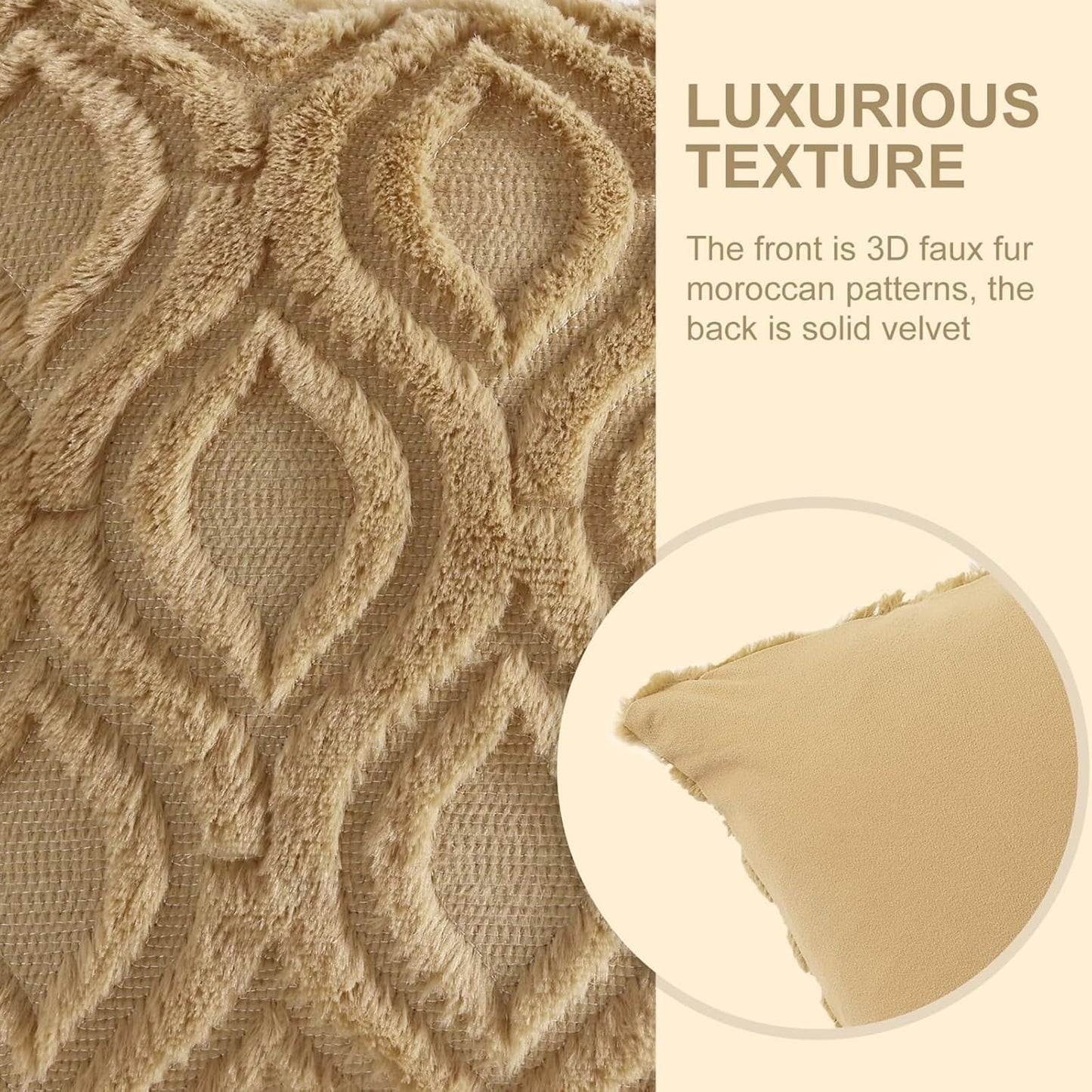 decorUhome Throw Pillow Covers 12x20 Inch Set of 2, Soft Plush Faux Wool Light Brown Khaki Solid Couch Pillow Covers, Accent Farmhouse Neutral Rectangle Pillow Cases for Sofa Bed Living Room