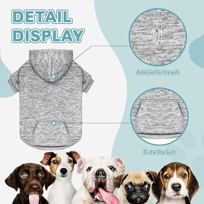 Dog Sweaters for Large Dogs,Dog Hoodie Fleece Pet Sweater Soft Clothes Sweatshirt with Pocket Pet Hoodie for Large Dogs(Grey&XL)