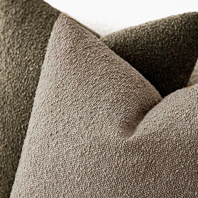 Foindtower Decorative Textured Boucle Throw Pillow Covers Accent Solid Pillow Cases Neutral Soft Cozy Couch Cushion Case for Chair Sofa Bedroom Living Room Home Decor 16x16 Inch,1PC,Light Khaki Tan