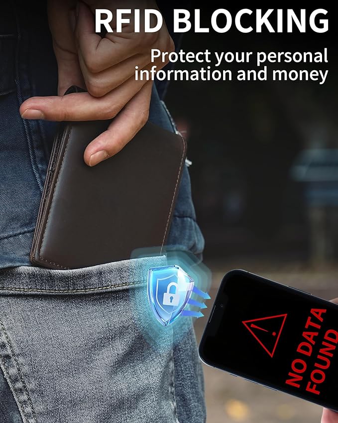 Artpaxy Mens Wallet Bifold Genuine Leather RFID Blocking Wallet for Men with 1 ID Windows 13 Card Holders 2 cash pockets 1 Gift Box