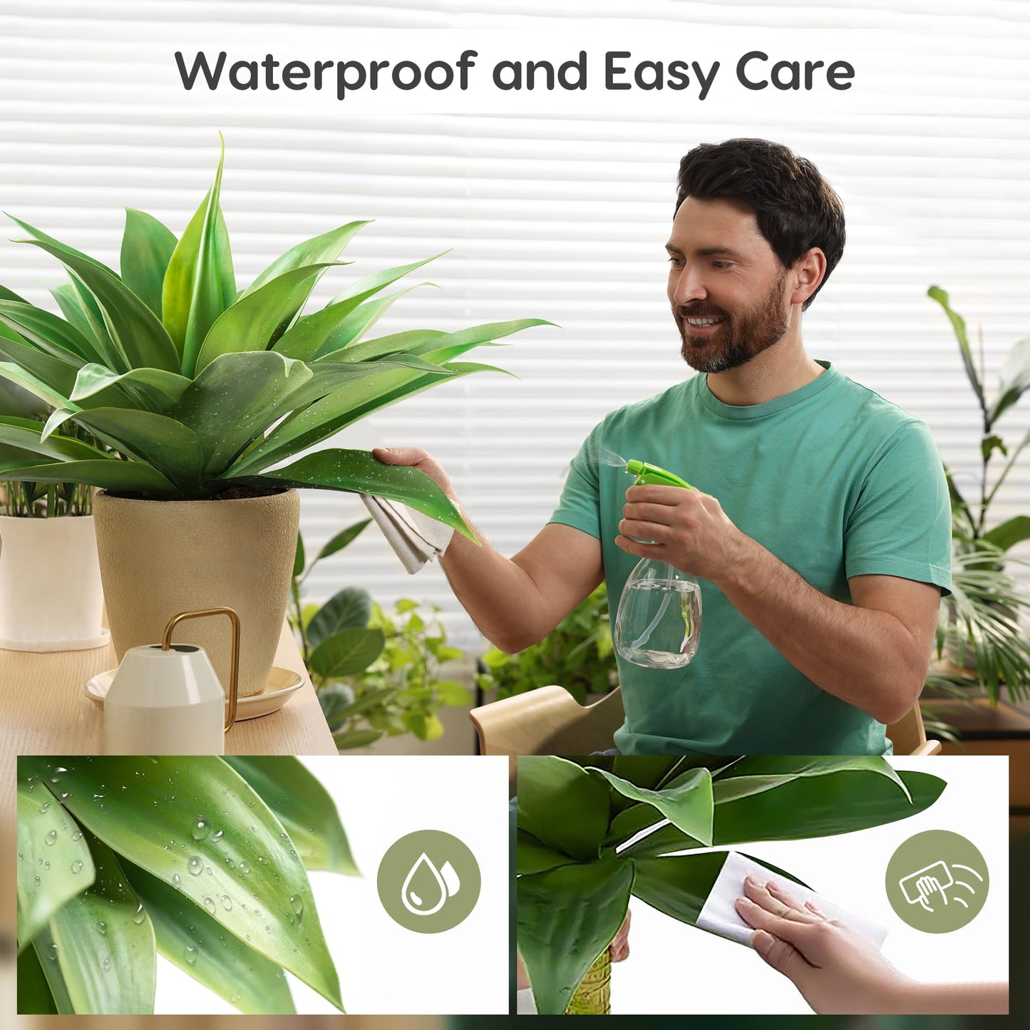 Velener 28 Inch Artificial Agave Plants Outdoor Set, Large Fake Plants Indoor for Home Decor, Realistic UV Resistant Faux Succulents Plants Without Pot, Set of 2
