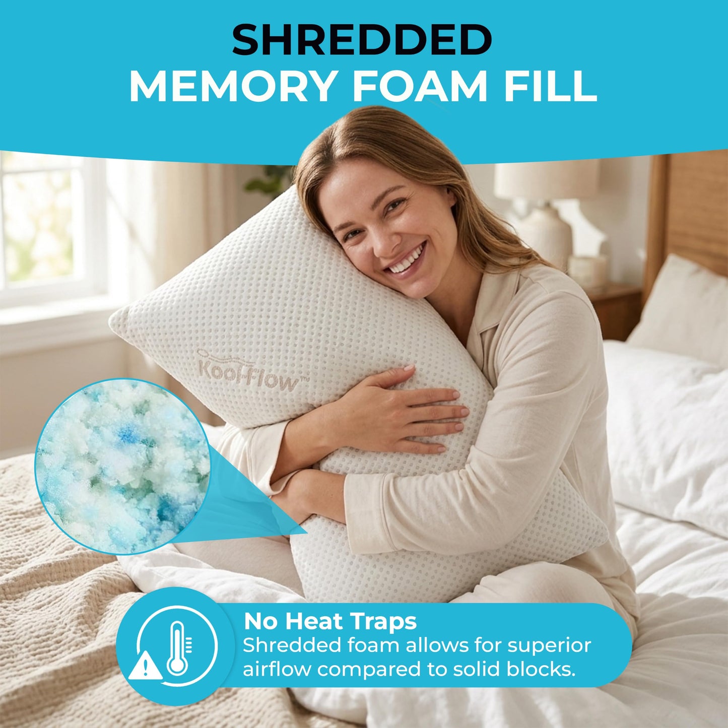 Xtreme Comforts Memory Foam Pillows | GREENGUARD Certified Shredded Foam Fill for Personalized Support | Slim Cooling King Bed Pillows for Side, Back & Stomach Sleepers | Pillows King Size