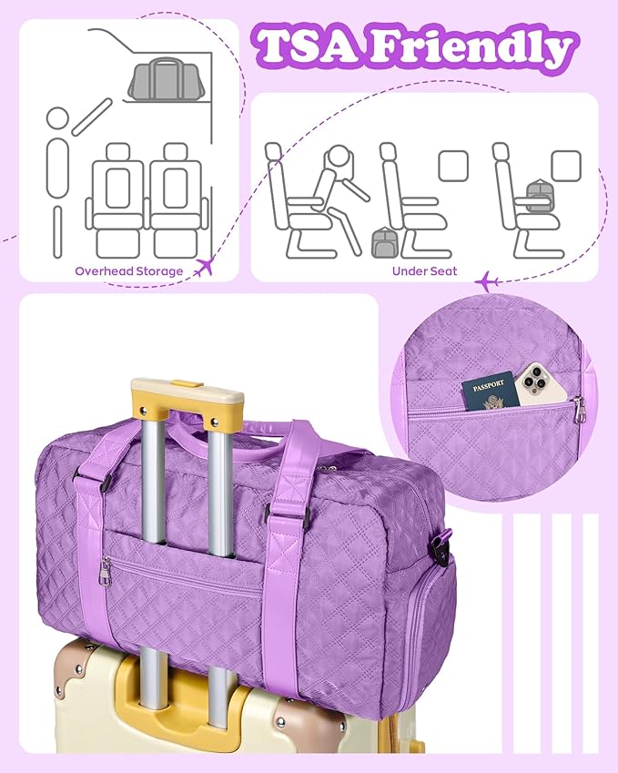 Elilier Duffel Bag Travel Bags for Girls, Kids Overnight Bag, Sleepover Bag, Gift for Kids, Gifts for Mom, Graduation Gifts for Her