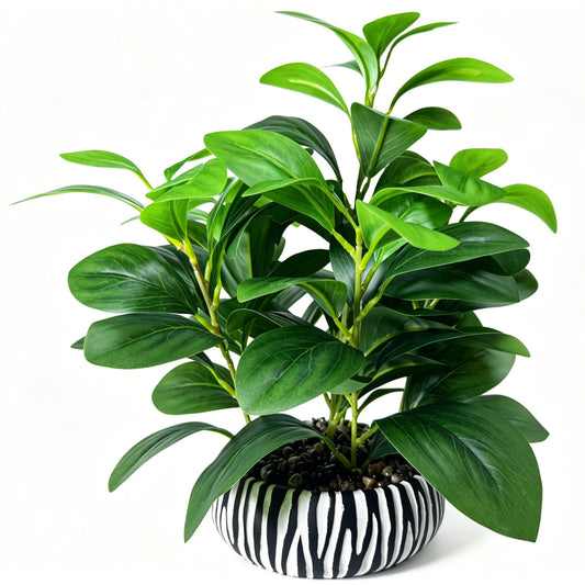 NASAMA Realistic Artificial Potted Plant, Faux Indoor Greenery for Home Office Living Room Bookshelf Bathroom Decor, Low-Maintenance Space-Saving Fake Plants with Modern Decorative Vase