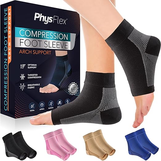 Compression Socks 20-30mmHg for Plantar Fasciitis Relief, Achilles Tendonitis Relief (1 Pair) - Ankle Brace Compression Sleeve for Heel Spurs, Foot Swelling & Fatigue - Arch Support Brace for Everyday Use