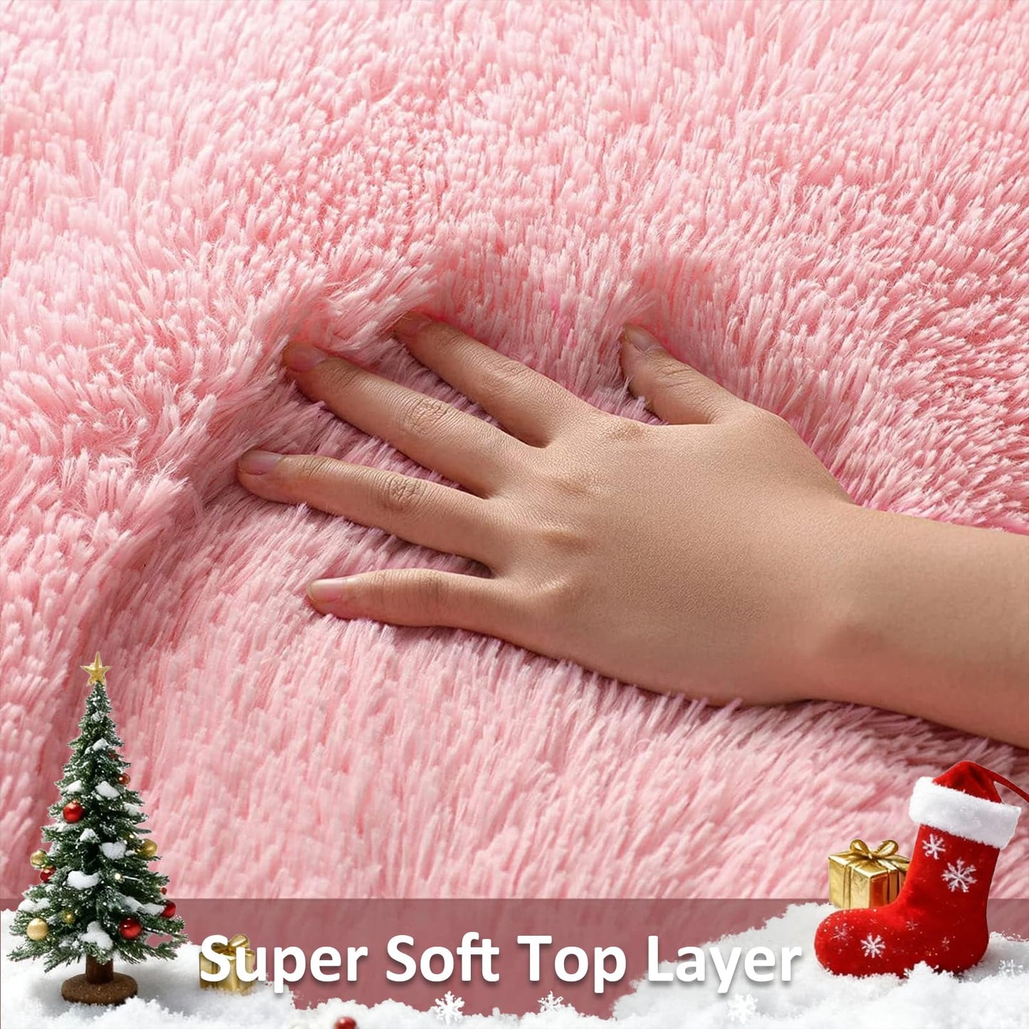 Ophanie Pink Area Rugs for Bedroom Girls, 5x8 Kids Fluffy Fuzzy Furry Shag Carpet, Plush Soft Cute Baby Shaggy Bedside Indoor Floor Rug for Teen Dorm Decor, Nursery with Over 99 pcs Pile fibers