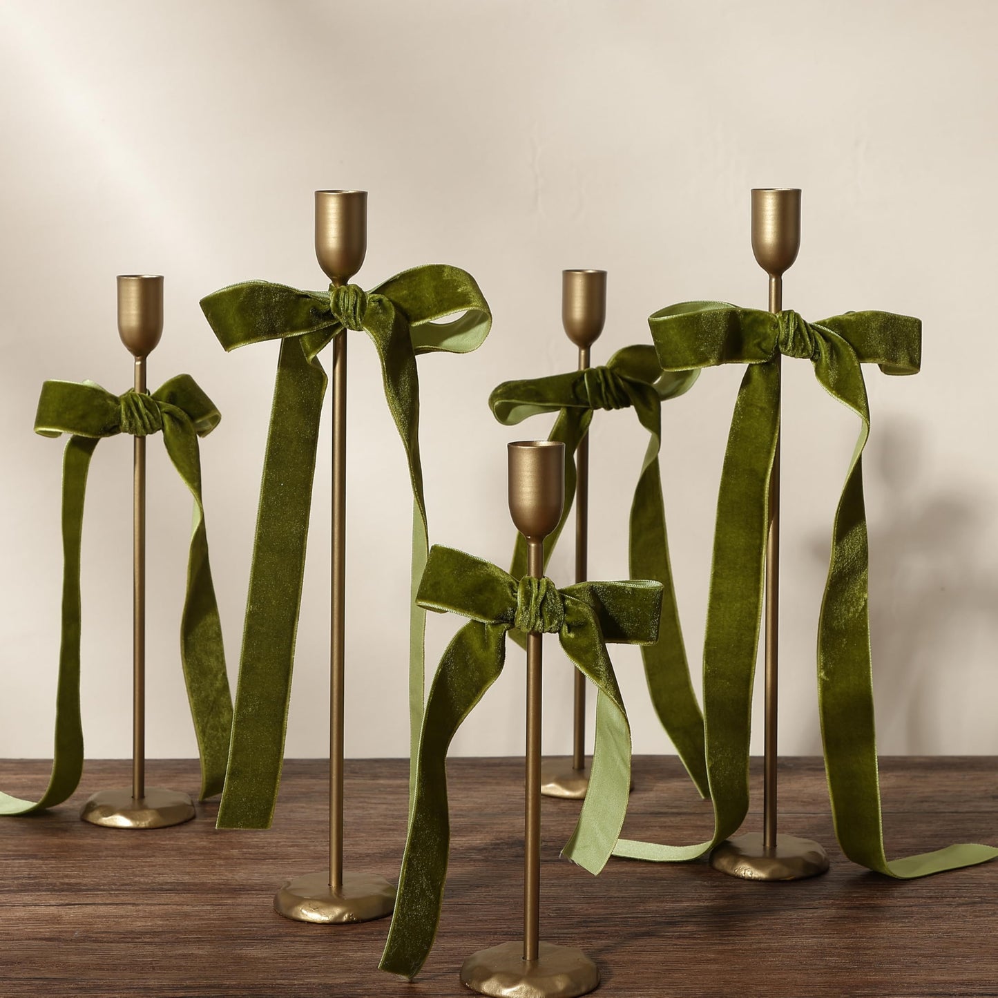 Perfnique Brass Candlestick Holders Set of 6 - Antique Gold Iron Candle Holders for Christmas, Birthday, Wedding, Party, Dining Table, Fireplace Mantel Decor (Gold)