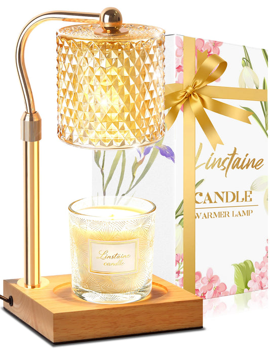 Linstaine Candle Warmer Lamp with Timer Dimmer Adjustable Height, Mothers Day Gifts for Mom, Birthday Gifts for Women, House Warming New Home Decor, Electric Wax Warmer for Jar Candles, Gold