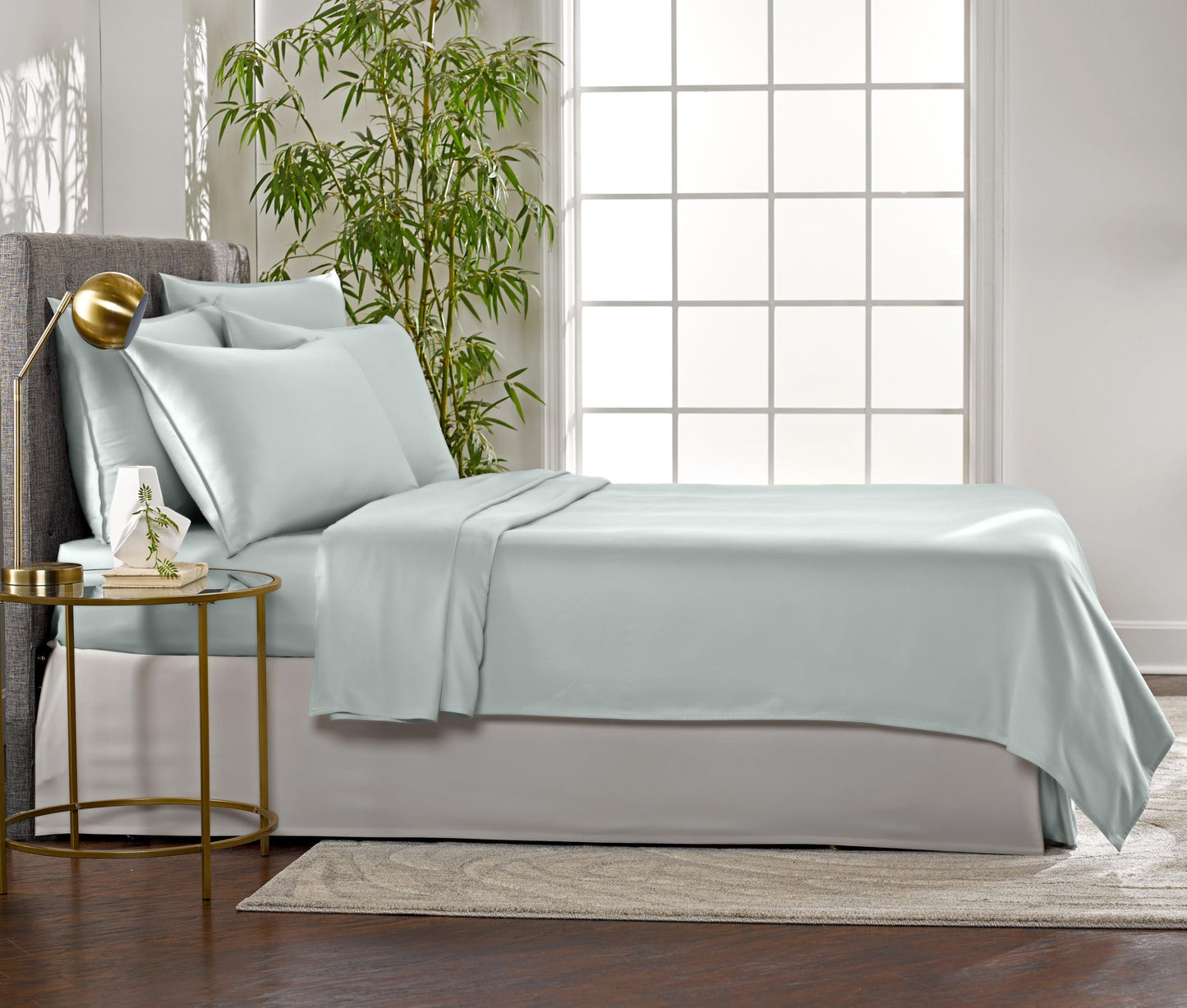 Pure Bamboo Queen Sheets, Genuine 100% Organic Viscose Derived from Bamboo Bed Sheet Set, Luxuriously Soft & Cooling, Double Stitching, 2 Year Quality Promise (Queen, Sea Glass)