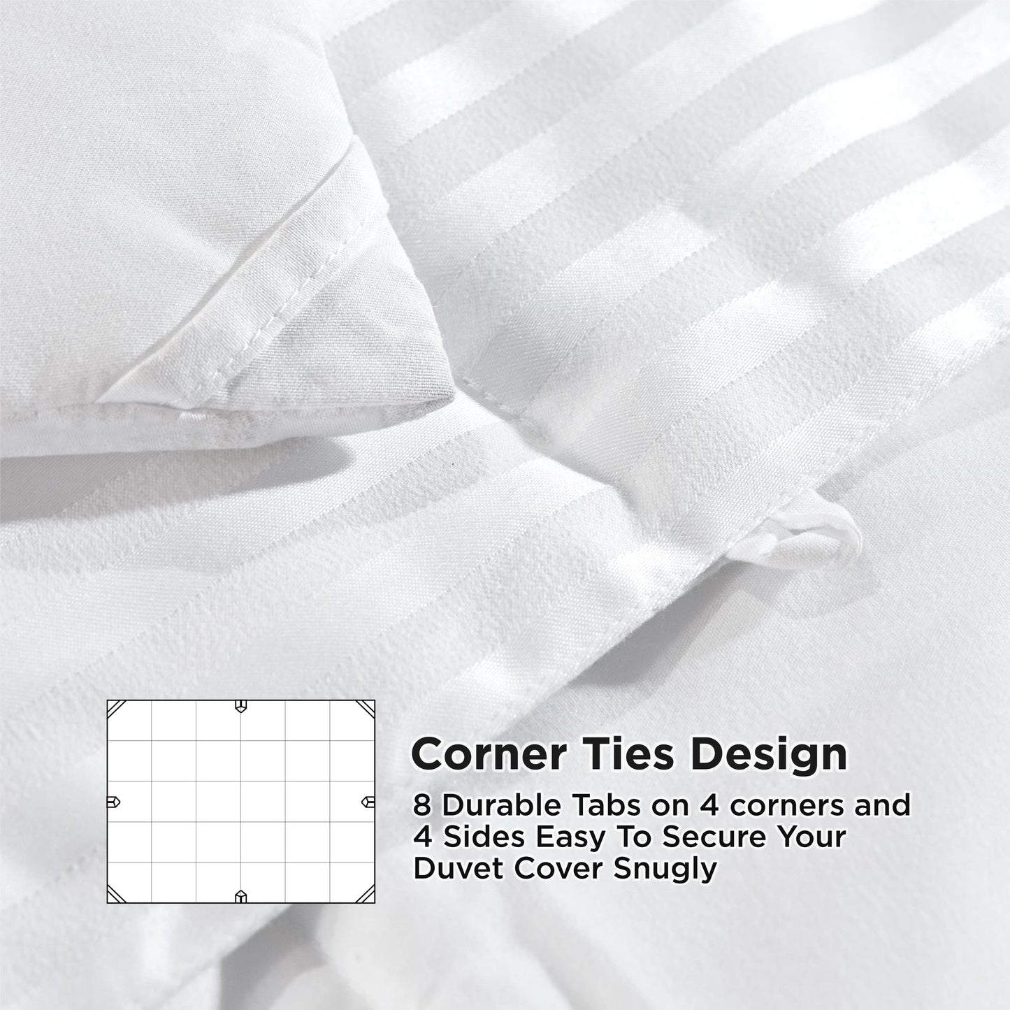 Bedsure Duvet Insert King Size - Lightweight Comforter, Quilted Cooling Duvet Insert, Down Alternative Summer Comforter with 8 Tabs, Ultra Soft Blanket, Striped, King, White, 90x102 inches