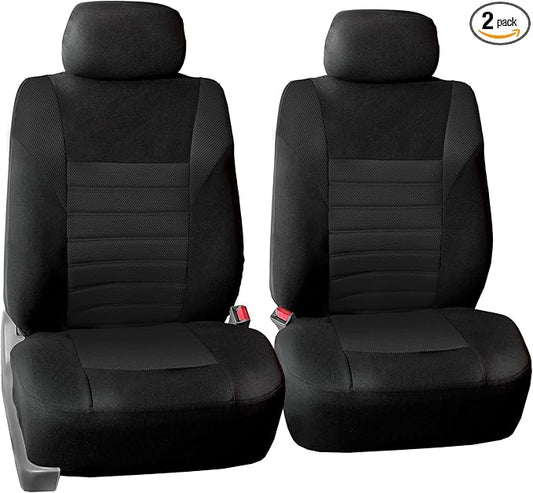 FH Group Automotive Car Seat Covers Front Set Premium 3D Air Mesh Front Seat Covers, Airbag Compatible Universal Fit Interior Accessories for Cars Trucks and SUVs - Black