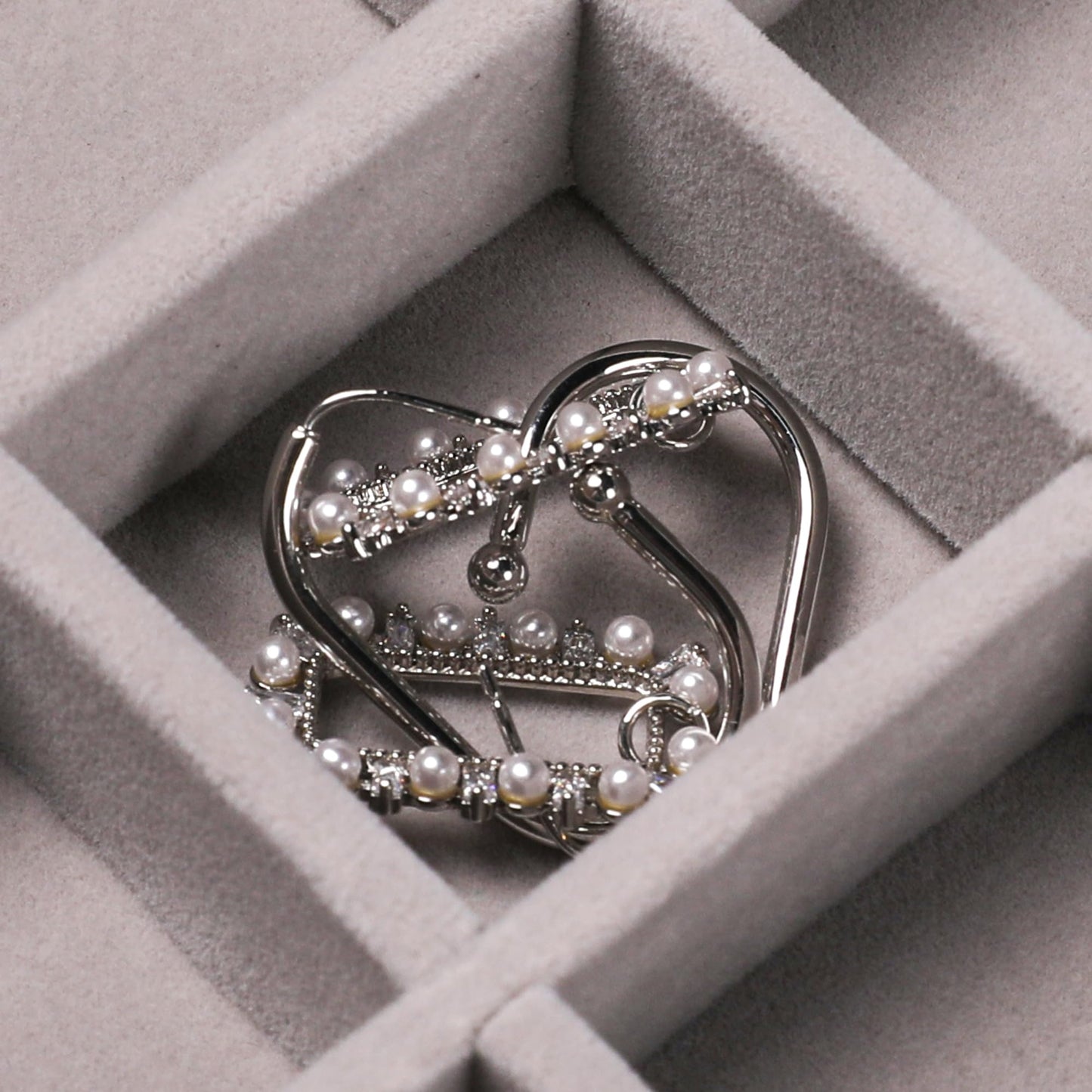 Frebeauty Small Jewelry Tray Set,Stackable Velvet Jewelry Organizer Tray,Mini Jewelry Drawer Organizer,Drawer Inserts,4.92 x 3.74 x 0.9 Inches,Earring Organizer for Women(Set 4,Grey)