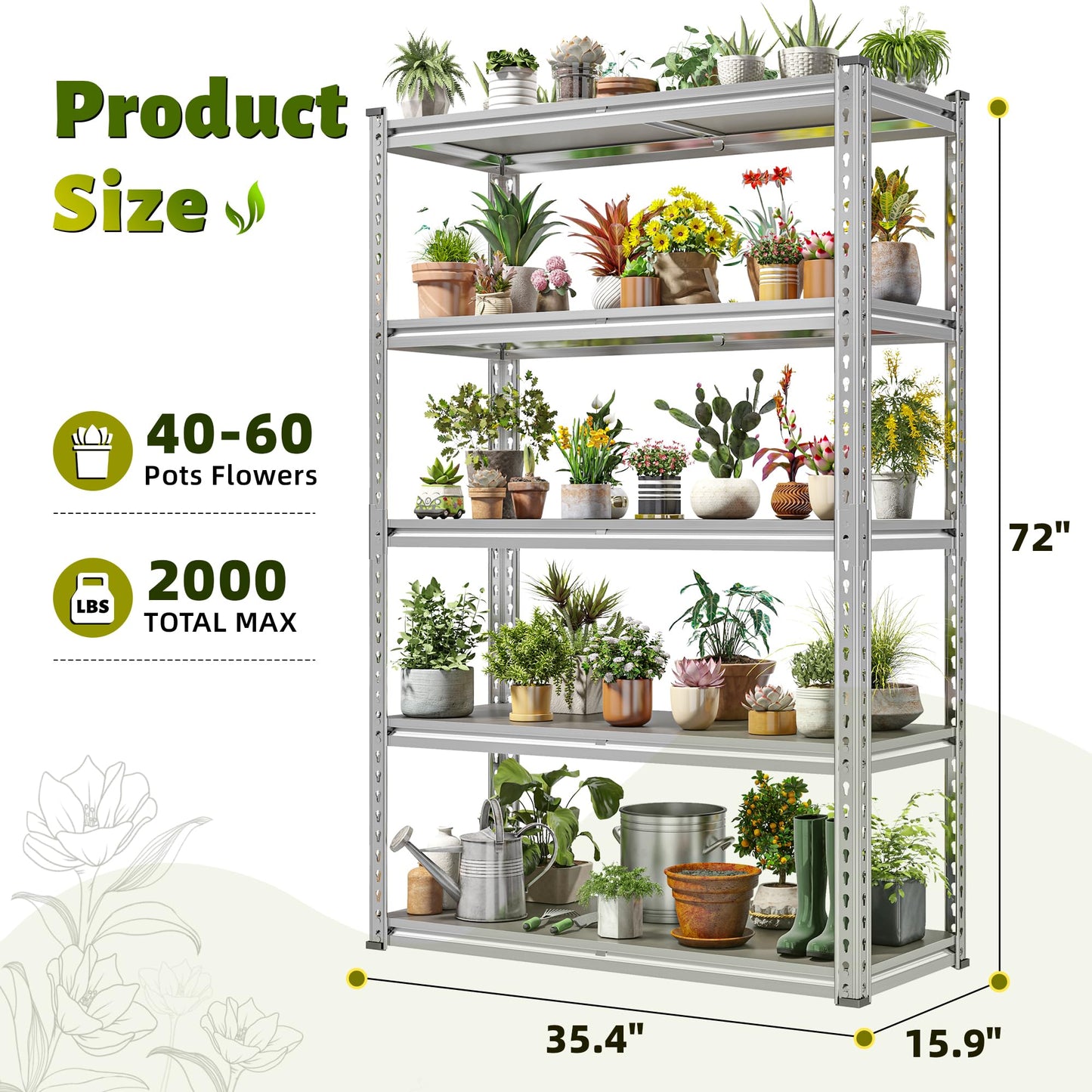 REIBII 72" H Waterproof Plant Stand with PP Board for Gardening Enthusiasts