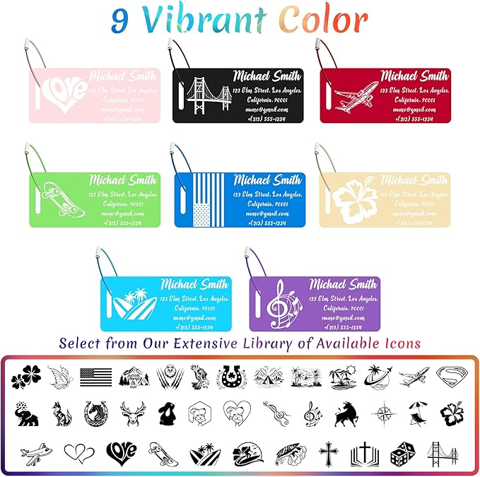 4 PCS Personalized Luggage Tags for Suitcase, Custom Engraved Aluminum Luggage Tags with Your Personalized Text Logo, Metal Name Tags with Steel Loop for Bag, Suitcase, Backpack (Green, Small)