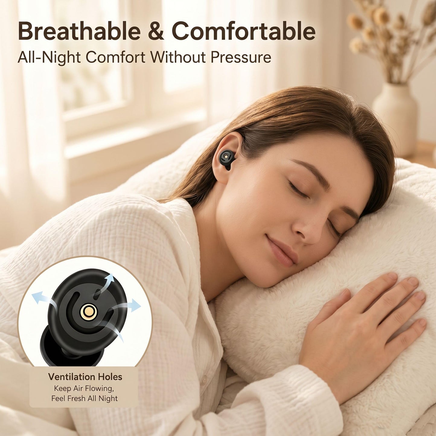 Ear Plugs for Sleeping, 35dB Waterproof Reusable Silicone Earplugs, Breathable No Ear Blockage, Block Snoring Side Sleepers, Single/Double Layer 3 Pairs Each S/M/L 6 Pairs 7-Grid Storage Case