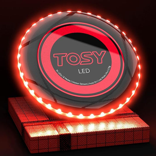 TOSY Flying Disc - 108 RGB Multicolor or 36 Monocolor LEDs, Super Bright, Smart Modes, Christmas Stocking Stuffers Gift, Camping Toy for Kid/Teen/Adult, Auto Light Up, Rechargeable, Waterproof, 175g