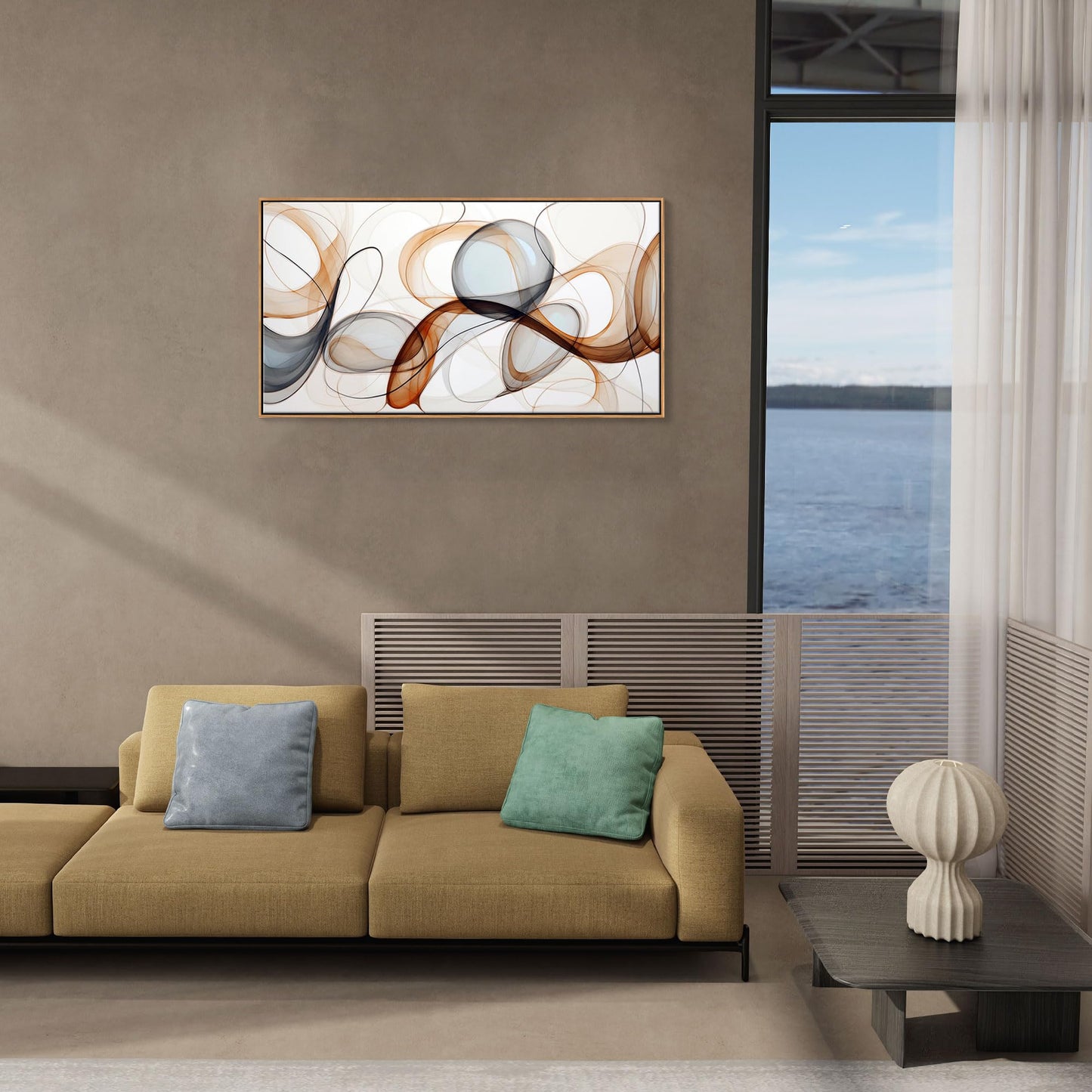 XLSJERST Modern Abstract Wall Art - Deep Spiritualism Art White And Brown Canvas Pictures Artwork Living Room Office Bedroom Wall Decor