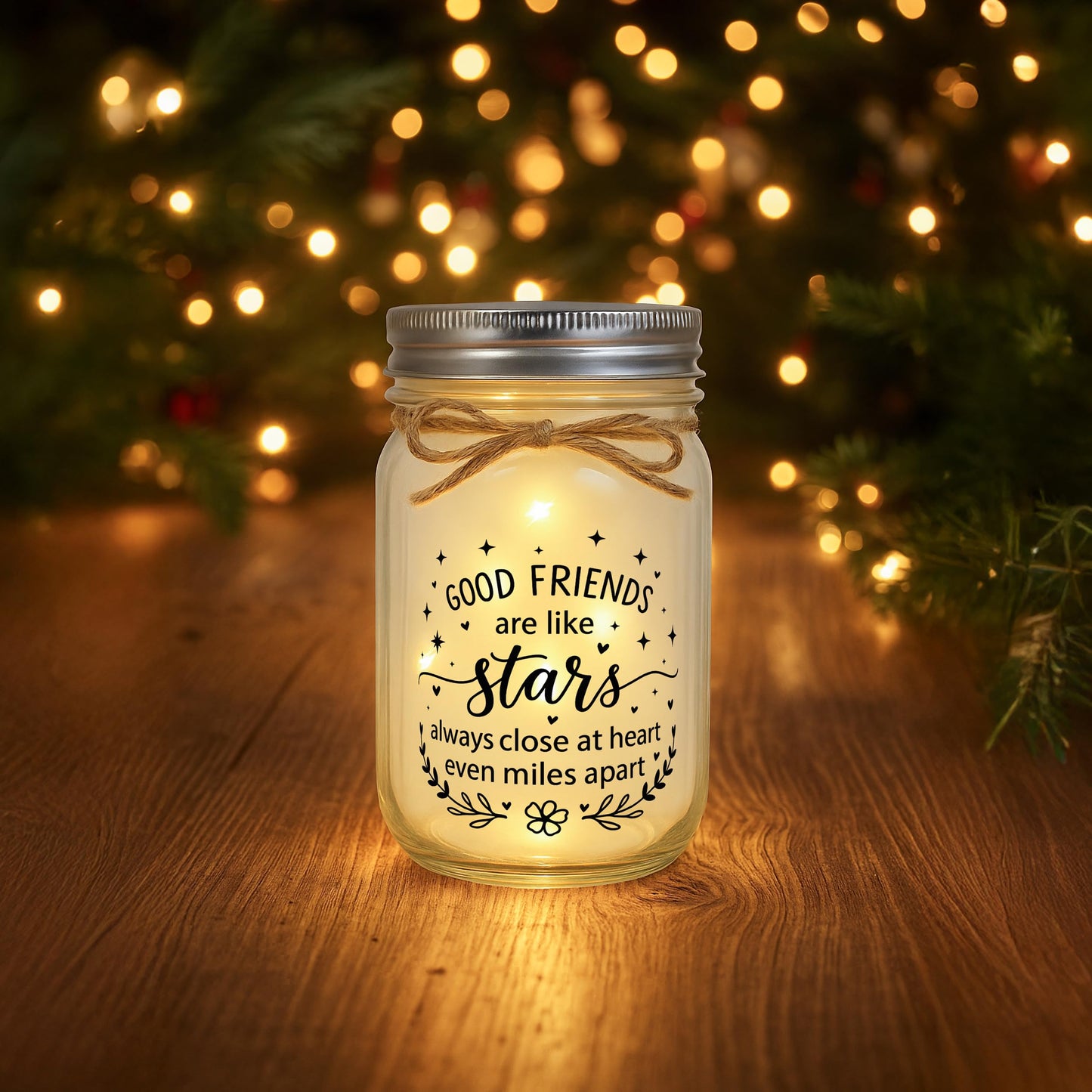 Friendship Gifts for Women, Birthday Christmas Thankgiving Holiday Gifts for Best Friend Woman, Mason Decorative Jar Night Lights for Friends Sister