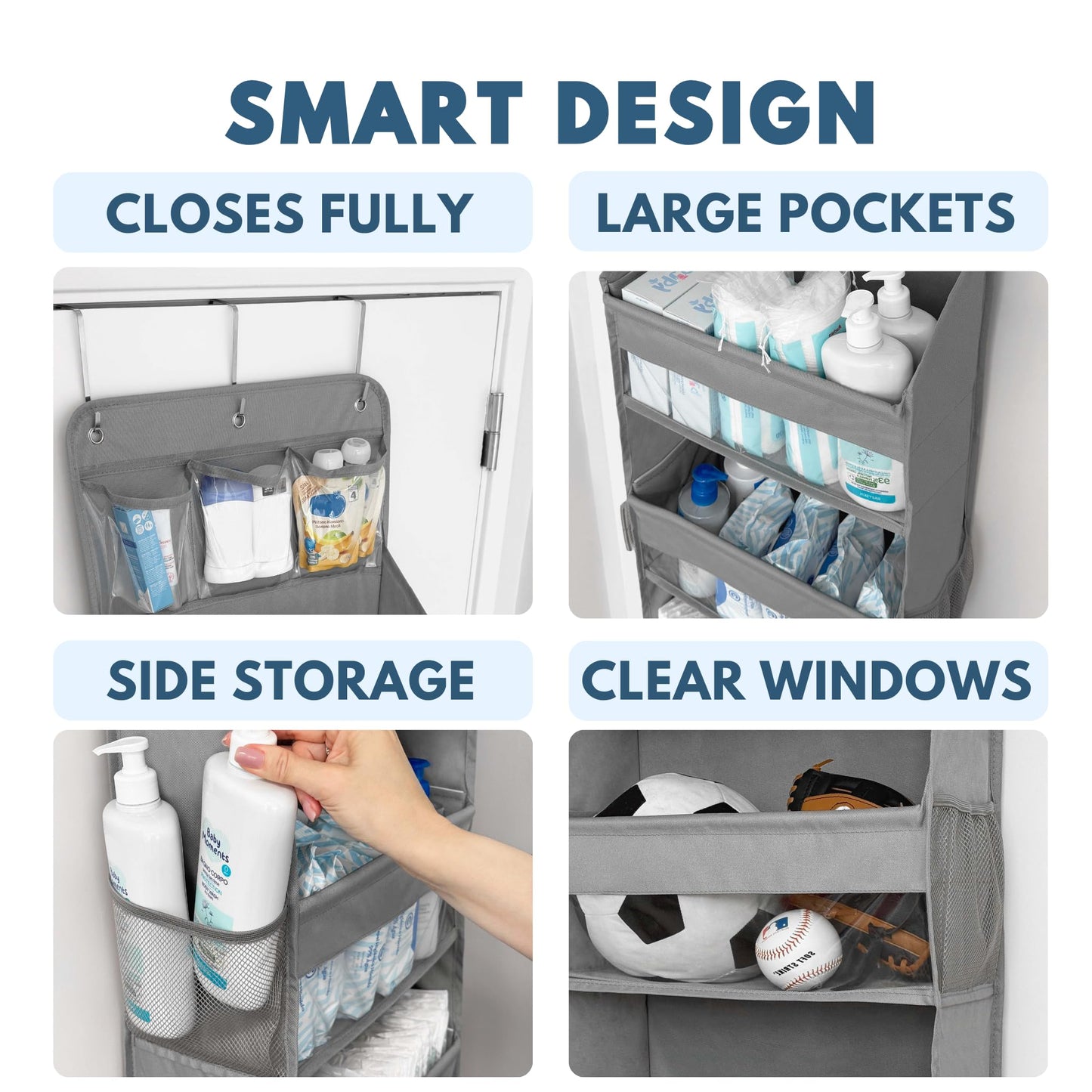 Over The Door Organizer with 5 Large Pockets, 5-Tier Hanging Storage