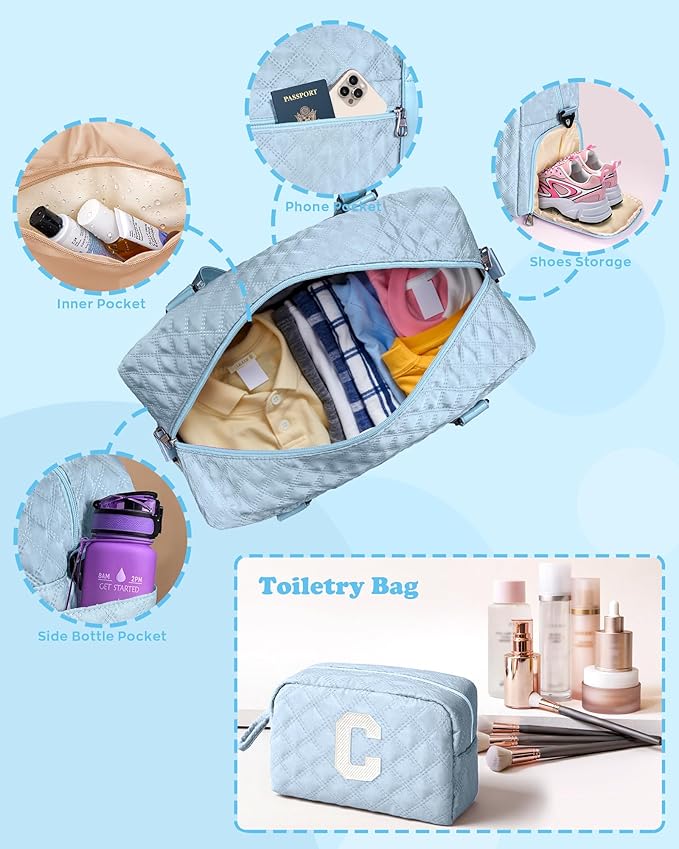 Elilier Girls Birthday Gifts, Travel Duffel Bag, Personalized Weekender Bag, Monogram Overnight Bag Gift for Grandmother, Birthday Gifts Personalized Gifts Bridesmaid Gifts, Mom Gifts