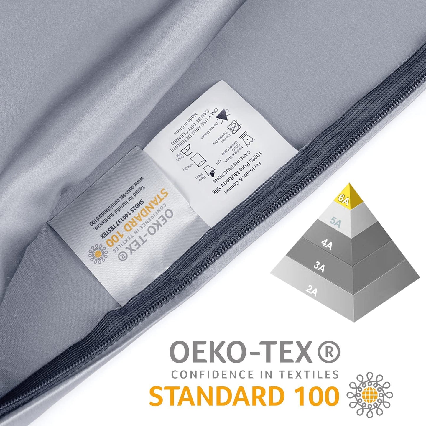 OLESILK Silk Body Pillowcase 20x54 Zippered: 100% Mulberry Silk for Hair and Skin, Breathable and Soft for Pregnant and Family, Silver Grey