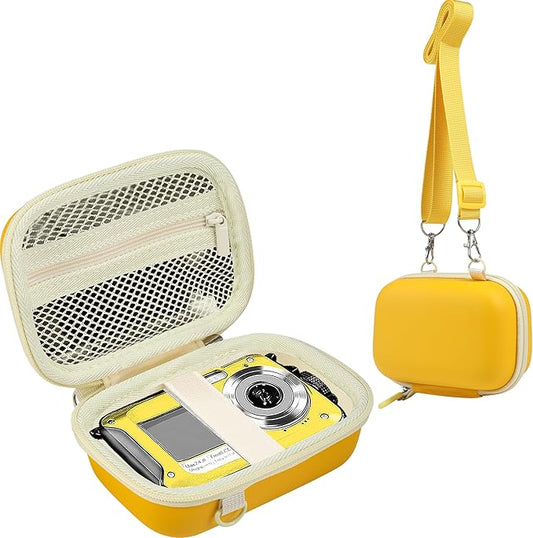 Leayjeen Underwater Camera Case Compatible with YISENCE/QUNVAL/Yifecial/YEEIN 11FT Waterproof Camera,Selfie Underwater Camera for Snorkeling Compact Floatable-Yellow（Case Only）