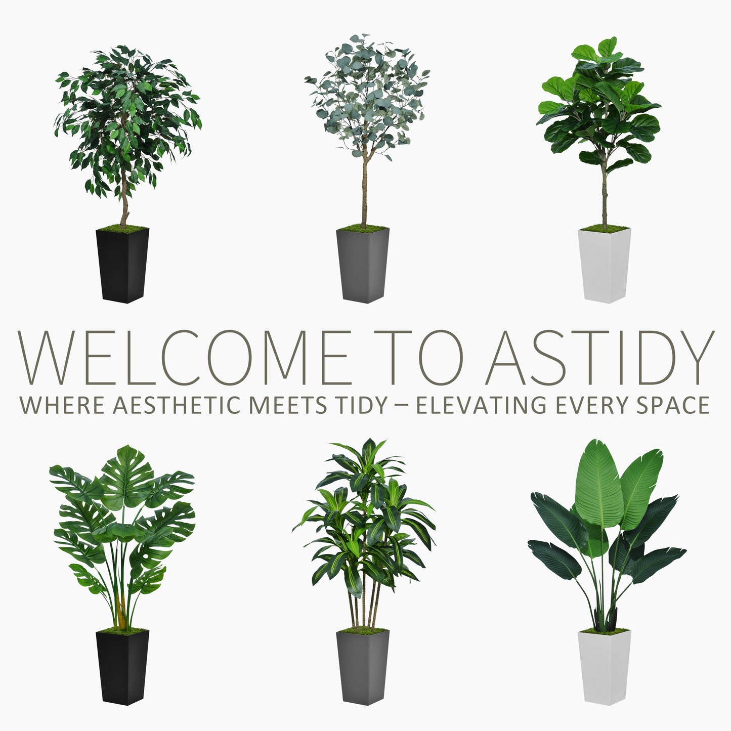 ASTIDY Fiddle Leaf Fig Tree Artificial 5FT - Faux Fiddle Leaf Fig Tree with White Tall Planter - Fake Ficus Lyrata Floor Plant Potted - Artificial Fig Tree for Home Office Living Room Decor Indoor