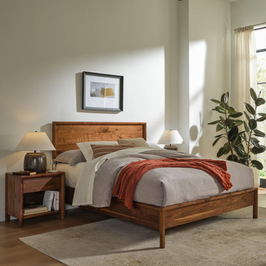 Stickley Saranac Bed, California King Solid Rustic Walnut, Sustainable Construction, Accommodates California King Mattress and Box Spring, 15in Footboard, Made in USA