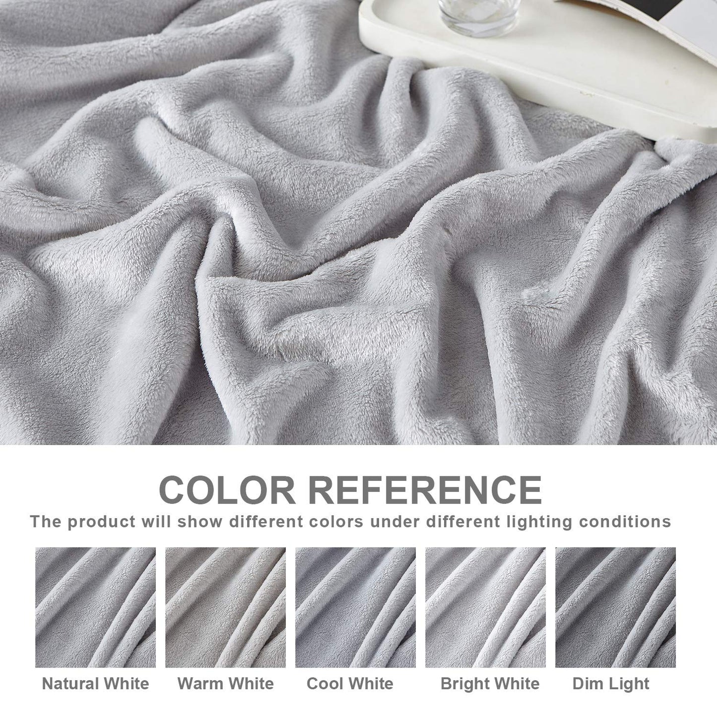 Hansleep Fleece Light Grey Full Blanket, Super Soft Flannel Fuzzy Plush Cozy Blanket for All Seasons, Light Grey, Full 84x90 Inches
