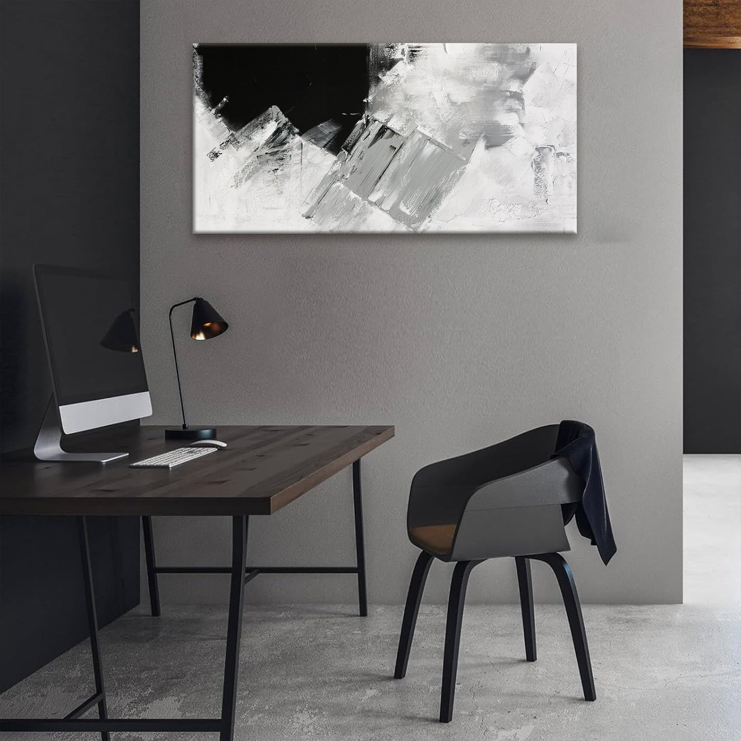 TAIJXAGSG Abstract Canvas Art Wall Decor Painting Home Wall Decor 20x40 Inch Decorations Black Grey Abstract Wall Art Office Canvas Picture For Bedroom Kitchen Office Artwork