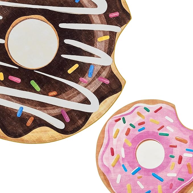 jinchan Cute Round Rug 4ft Chocolate Donut Fun Rug Washable Playroom Mat Sweet Dessert Circle Cool Rug Non Slip 4' Round Soft Cozy Floor Mat Funky Gift for Kids Teens Dorm Bedroom Playroom