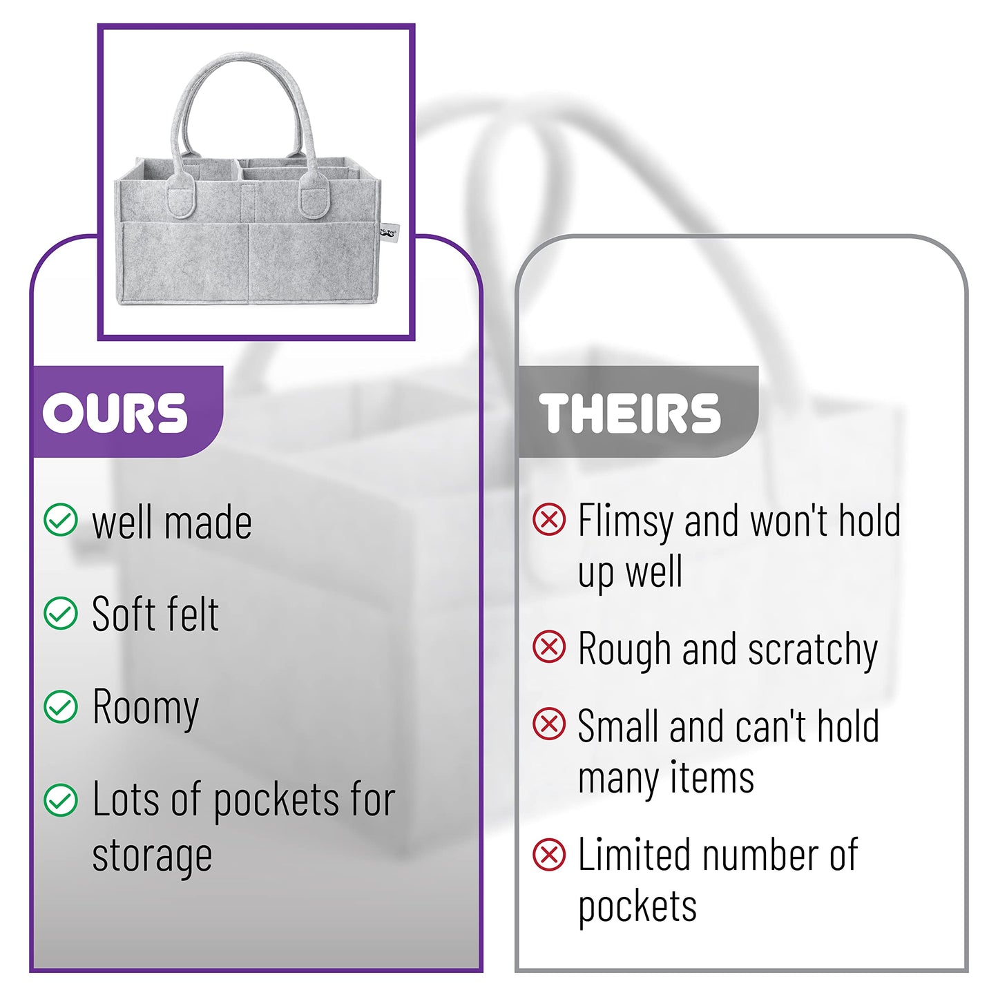 Mr. Pen- Baby Diaper Caddy Organizer, Gray, Medium
