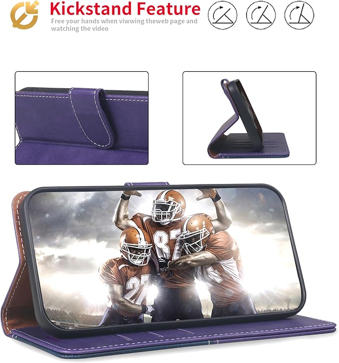 CIVICASE for iPhone 17 Pro Max Wallet Case,PU Leather Flip Case RFID Blocking Credit Card Holder Folio Magnetic Stand TPU Shockproof Cover Compatible with iPhone 17 Pro Max, Purple Blue