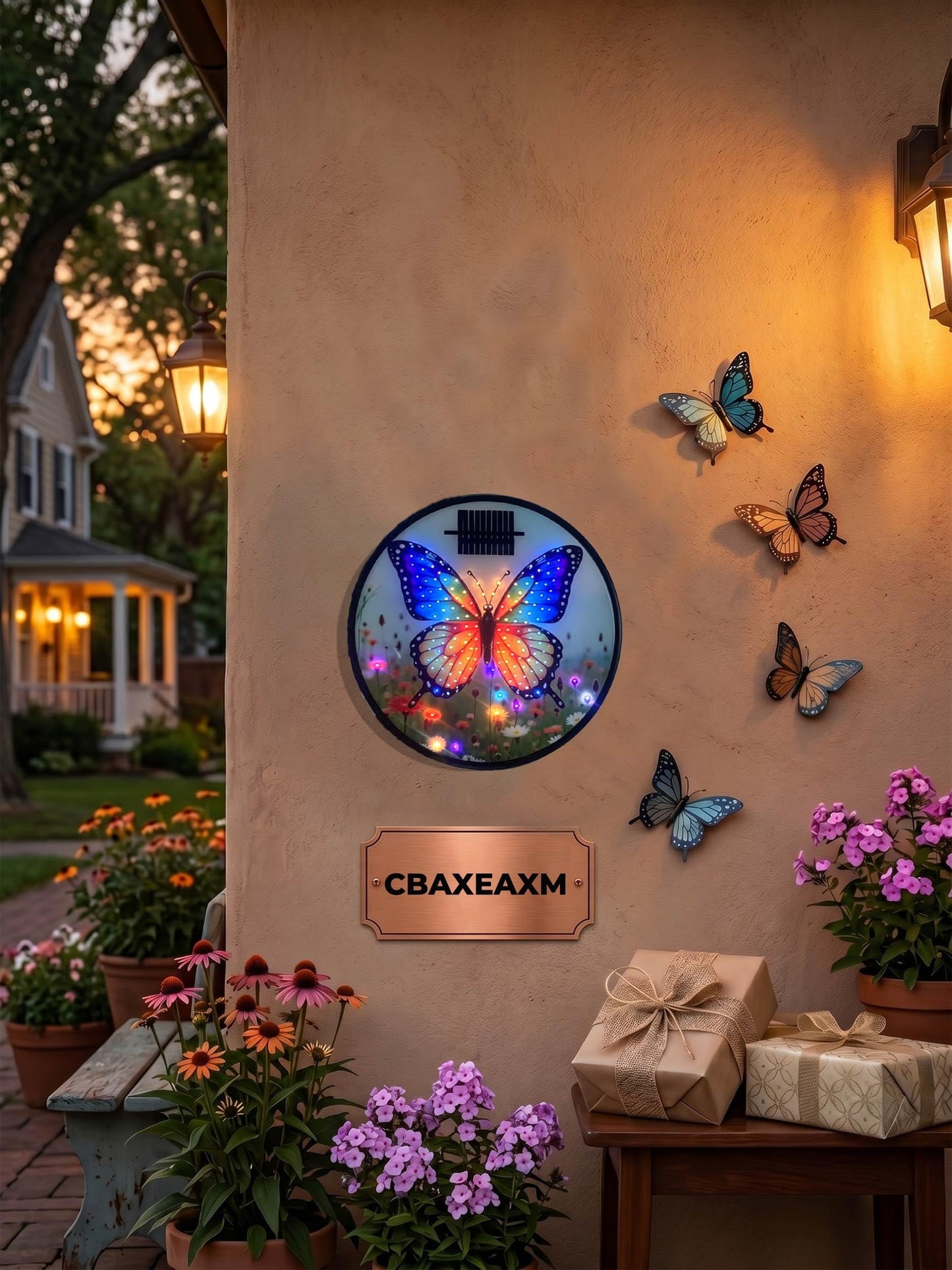 CBAXEAXMM Solar Butterfly Wall Decor (Colorful)