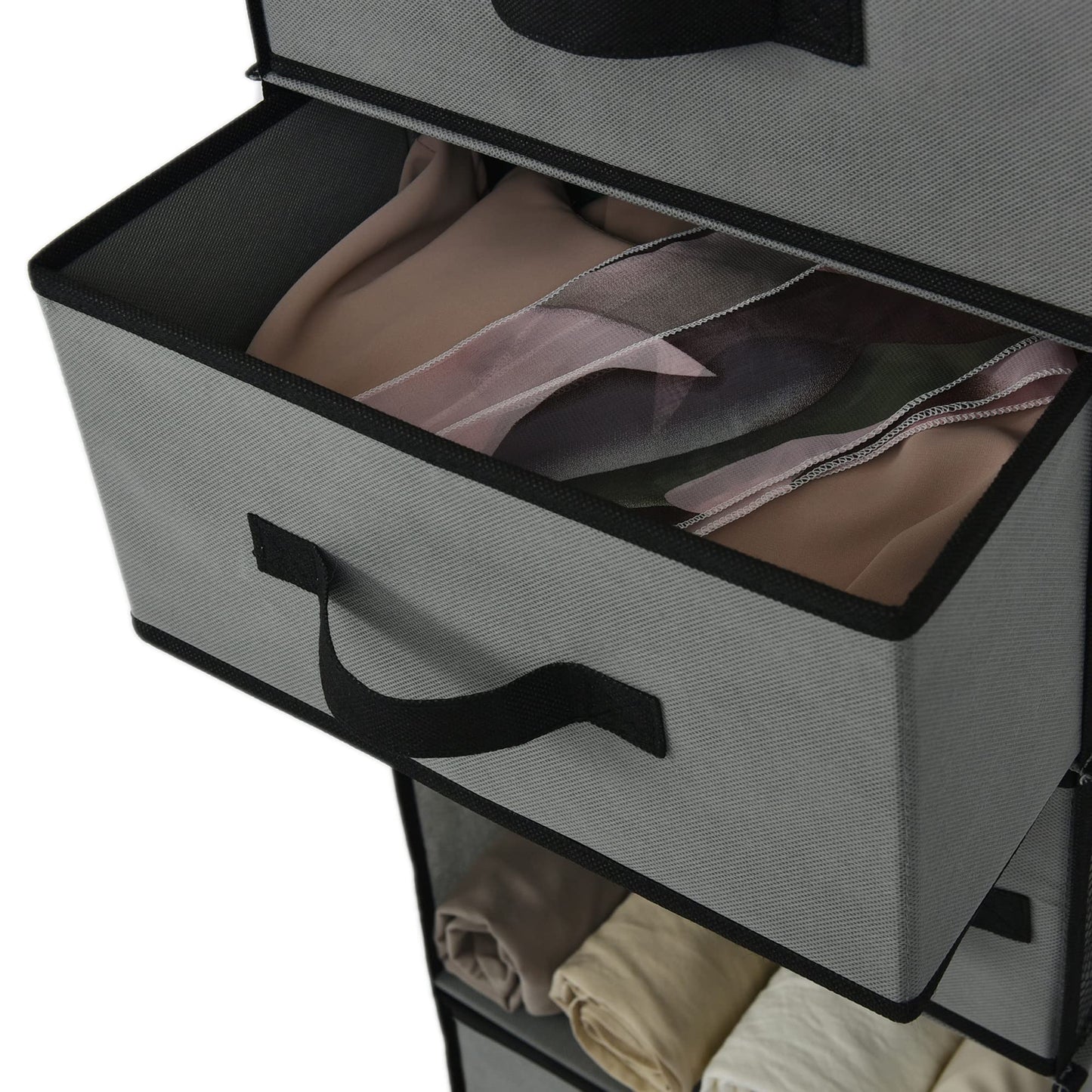 GRANNY SAYS Hanging Closet Organizer 6 Shelves, Closet Organizers and Storage with 5 Drawers, 6 Side Pockets Closet Hanging Organizer, Hanging Storage Organizer for Closet, Baby Clothes, Gray