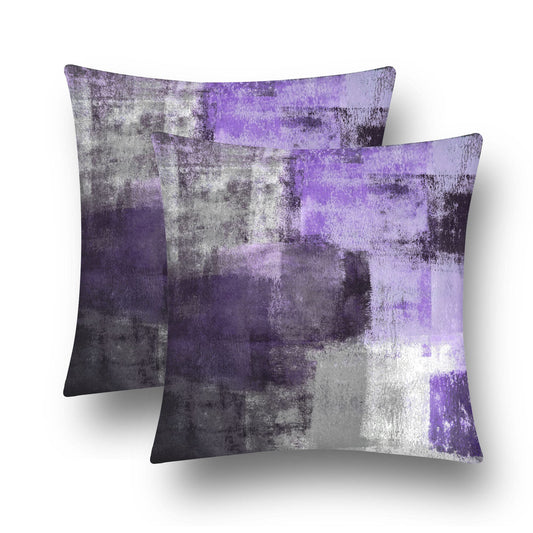 chiinvent Purple Velvet Abstract Pillow Covers Set of 2 Modern Accent Violet Gray Throw Pillow Cover Soft Elegant Decorative Couch Cushion Cover for Bed Living Room Outdoor Sofa Pillowcases 18x18 Inch