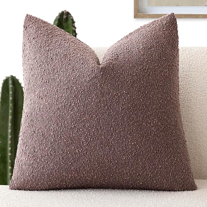 Foindtower Decorative Textured Boucle Throw Pillow Covers Accent Solid Pillow Cases Neutral Soft Cozy Couch Cushion Case for Chair Sofa Bedroom Living Room Home Decor 24x24 Inch,1PC,Dark Purple