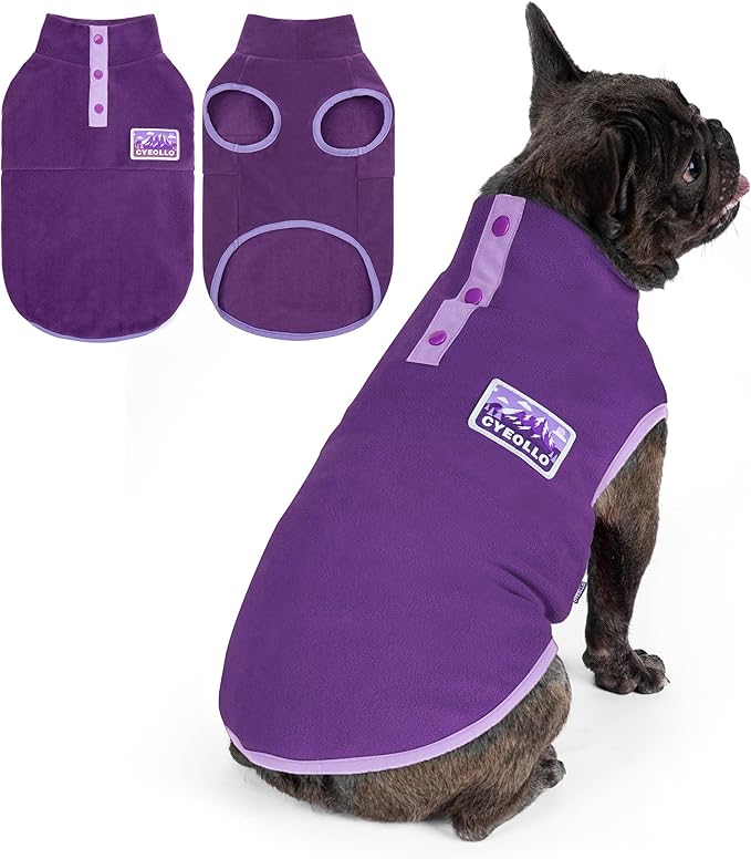cyeollo Dog Sweaters for Small Dogs, Turtleneck Fleece Dog Sweater Stretchy Pullover Dogs Jacket Vest Lightweight Soft Warm Winter Pet Clothes, Purple M