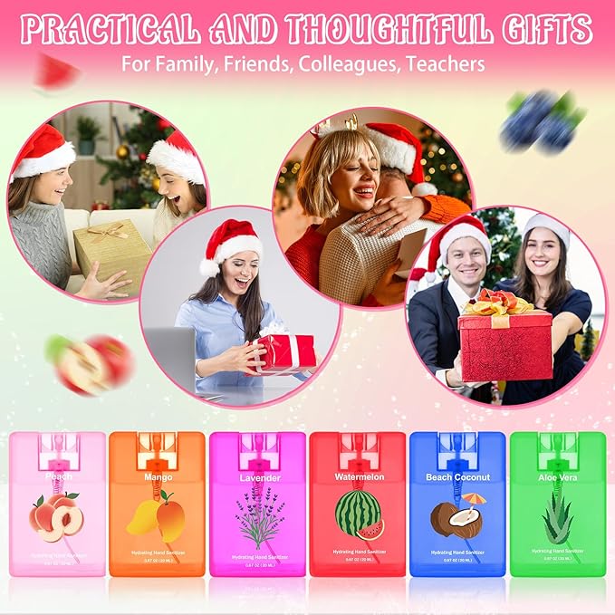 Dansib 24 Pcs Hydrating Hand Sanitizer Spray Bulk Travel Size Hand Sanitizer Mini Scented Spray Refillable Pocket Portable for Women Teacher Nurses Coworker Guests Birthday Christmas