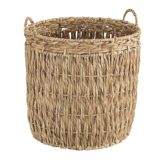 Household Essentials Tall Wicker Floor Basket, Woven Decorative Basket with Handles, Handmade, Great for Laundry and Storage, Natural